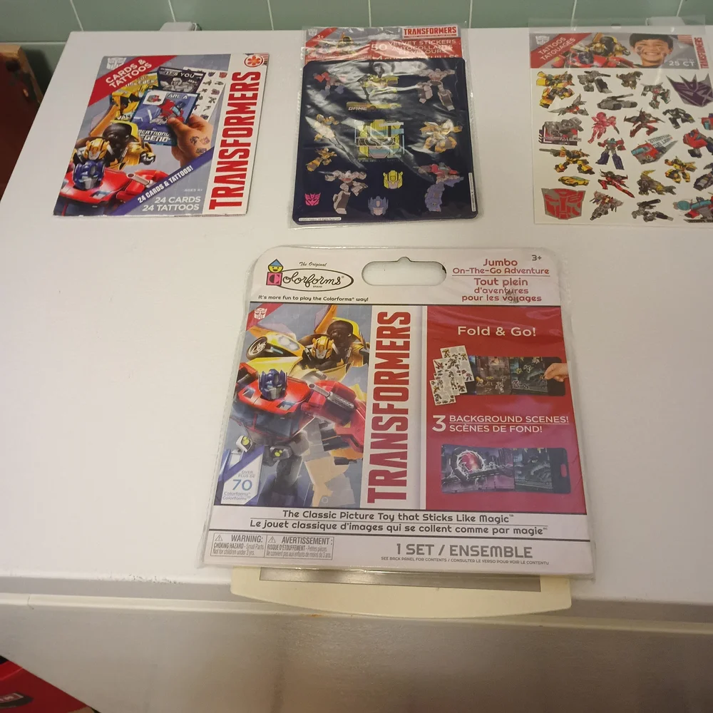 4 pieces Transformers Fold & Go Picture Toy Set Stickers Tattoos